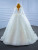 Temperament White Sequins V-neck Long Sleeve Wedding Dress