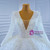 Temperament White Sequins V-neck Long Sleeve Wedding Dress