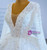 Temperament White Sequins V-neck Long Sleeve Wedding Dress