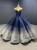 Silver Blue Ball Gown Sequins Backless Prom Dress