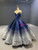 Silver Blue Ball Gown Sequins Backless Prom Dress