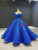 Royal Blue Lace Appliques Off the Shoulder Prom Dress