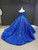 Royal Blue Lace Appliques Off the Shoulder Prom Dress