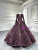 Pink Ball Gown Sequins Long Sleeve Prom Dress