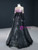 Sexy Black Tulle Long Sleeve Beading Prom Dress