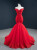 Red Mermaid Tulle Appliques Beading Prom Dress