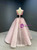 Pink Hi Lo Tulle V-neck Beading Prom Dress