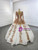 White Ball Gown Gold Sequins Beading Prom Dress