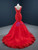 Red Mermaid Tulle V-neck Beading Prom Dress