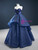 Navy Blue Tulle Sweetheart Appliques Beading Prom Dress