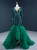 Green Hi Lo Mermaid Sequins Long Sleeve Prom Dress