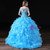 Blue Lace Organza Beading Off The Shoulder Sweet 16 Dress