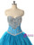 Blue Tulle Sequins Strapless Crystal Quinceanera Dress