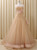 Champagne Tulle Strapless Pleats Quinceanera Dress