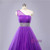 Purple Tulle One Shoulder Pleats Beading Dress