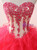 Red Organza Appliques Beading Quinceanera Dress