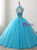 Blue Tulle Appliques Backless Sweet 16 Dress