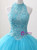 Blue Tulle Appliques Backless Sweet 16 Dress