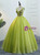 Green Tulle V-neck Appliques Beading Quinceanera Dress