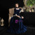 Navy Blue Velvet Square Vintage Victorian Dress