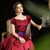 Burgundy Satin Off the Sholuder Bow Baroque Victorian Dress