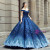 Blue Off the Shoulder Sequins Appliques Prom Dress