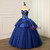 Royal Blue Organza Satin Strapless Beading Quinceanera Dress