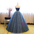 Blue Tulle Embroidery Strapless Pearls Quinceanera Dress