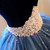 Blue Tulle Embroidery Strapless Pearls Quinceanera Dress