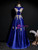 Blue Satin Appliques Backless Quinceanera Dress