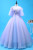 Purple Tulle Horn Sleeve Appliques Illusion V-neck Quinceanera Dress