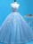 Blue Tulle Strapless Appliques Quinceanera Dress