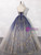 Blue Tulle Strapless Gold Stamping Quinceanera Dress