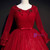 Burgundy Long Sleeve Pleats Beading Quinceanera Dress