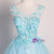 Blue Tulle Appliques Pearls Quinceanera Dress