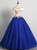 Royal Blue Tulle Appliques Pearls Quinceanera Dress