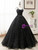 Black Tulle Spagehtti Straps Button Quinceanera Dress