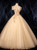 Champagne Gold Tulle Appliques Quinceanera Dress