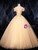 Champagne Gold Tulle Appliques Quinceanera Dress