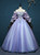 Purple Tulle Long Sleeve Apliques Quinceanera Dress