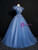 Blue Tulle Pleats Appliques Quinceanera Dress