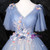 Blue Tulle V-neck Pleats Appliques Quinceanera Dress