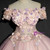 Pink Tulle Appliques Short Sleeve Illusion Quinceanera Dress