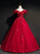 Burgundy Tulle Appliques Beading Quinceanera Dress