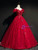 Burgundy Tulle Appliques Beading Quinceanera Dress