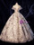 Gold Tulle Beading Sequins Quinceanera Dress