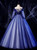 Navy Blue Tulle Appliques Long Sleeve Quinceanera Dress