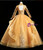 Gold Tulle Appliques Long Sleeve Quinceanera Dress