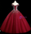 Burgundy Tulle Beading Sequins Quinceanera Dress