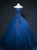 Dark Blue Tulle Appliques Beading Quinceanera Dress